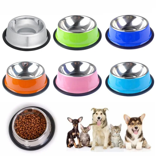 200-1600ml Stainless Steel Dogs Bowl, Cats Non-Slip Food Drinking Water, Eating Container Dish, Puppy Kitten Feeder