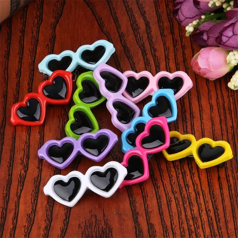 Pet Lovely Heart Sunglasses Hairpins, Pet Dog Bows Hair Clips for Puppy Dogs Cat Yorkie Teddy, Pet Hair Decor 1pc