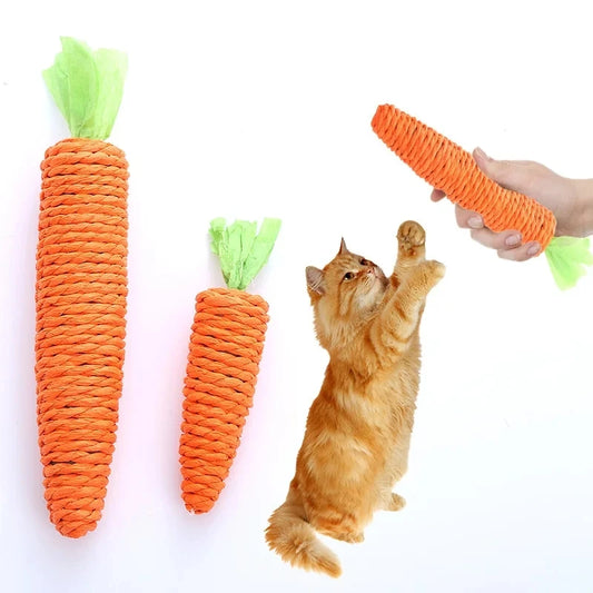 2 pcs Cat toy paper rope radish, interactive sound toy